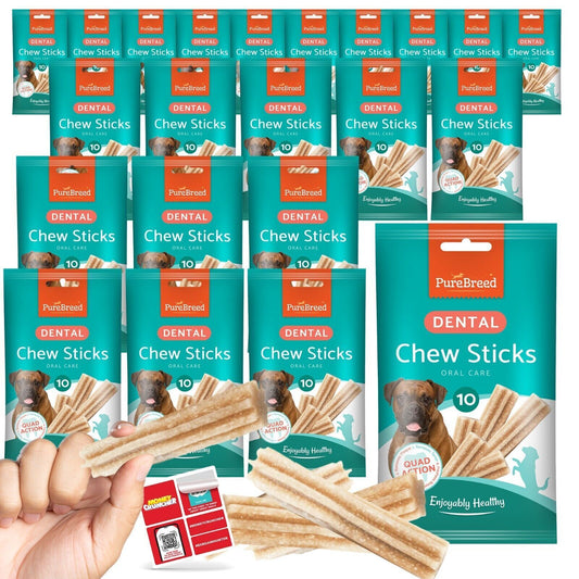 200 Dog Dental Sticks For Large Medium Small Dogs Puppy Treats Chews Clean Teeth