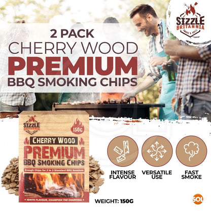 2 BBQ Smoking Wood Chips For Food 150g Smoker Chunks Apple Hickory Walnut Cherry