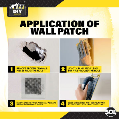 4pk Self Adhesive Wall Repair Patch 10cm x 10cm Mesh Drywall Ceilings Plastering