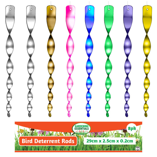 8pk Bird Repellent Rods | Reflective Spiral Scare Pigeon Deterrent Garden Wind