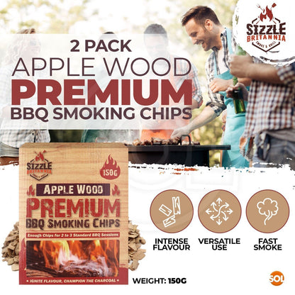2 BBQ Smoking Wood Chips For Food 150g Smoker Chunks Apple Hickory Walnut Cherry