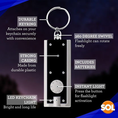 10 LED Keychain Light Ultra Bright Flashlight Keyring Camping Mini Pocket Torch