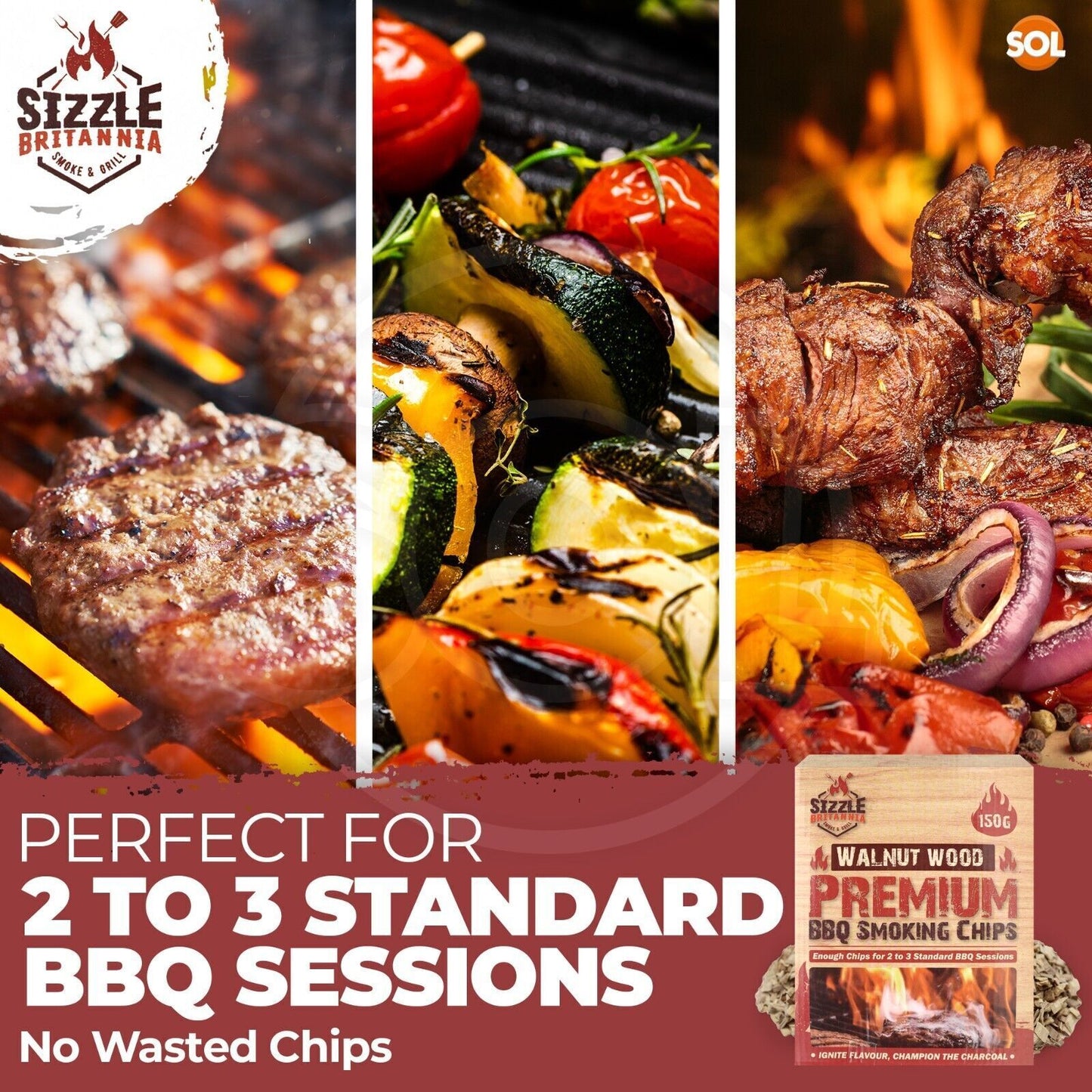 BBQ Smoking Wood Chips For Food 150g Smoker Chunks | Apple Hickory Walnut Cherry