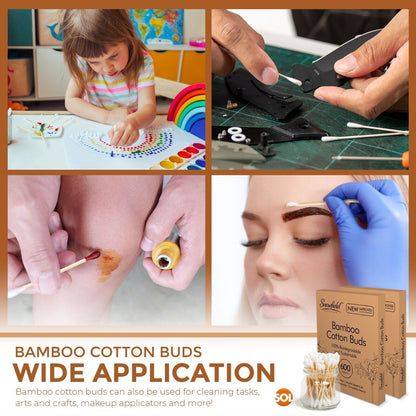 1200 Bamboo Cotton Buds Wooden ECO Friendly Makeup Ear Swabs Biodegradable Vegan