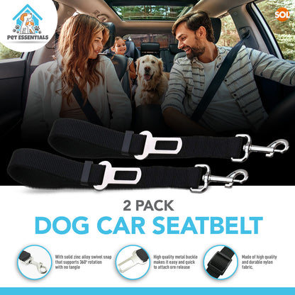 2pk Pet Dog Seat Belt | Adjustable Travel Car Safety Harnesses Lead Restraint