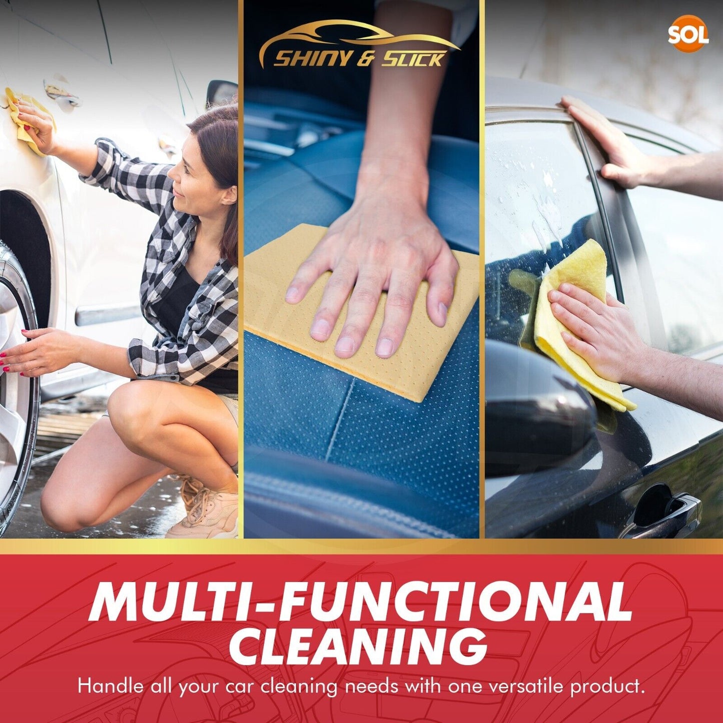 Synthetic Chamois Leather Cloth 40x35cm Car Shammy | 2 Pack