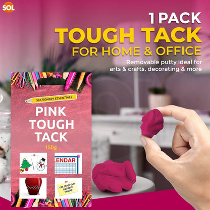 Pink Tack Tac 150g | Super Tough Reusable Handy Sticky Adhesive Putty Glue Blue