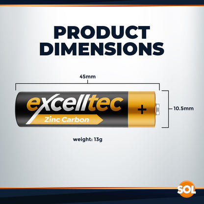 22 Excelltec AA / AAA Batteries | 1000mAh 1.5v Heavy Duty Battery Long Expiry Life