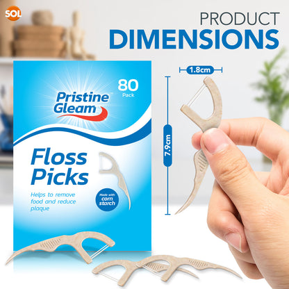 80 Corn Starch Dental Floss Sticks Interdental Tooth Harp Teeth Picks Oral Care