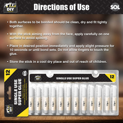 12pk Super Glue Extra Strong Bond | Premium Adhesive Plastic Rubber Leather Wood