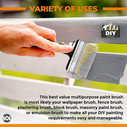4pk Shed Fence Brush 5" Multipurpose Wide Block Paint Paste Wood Decking Garden