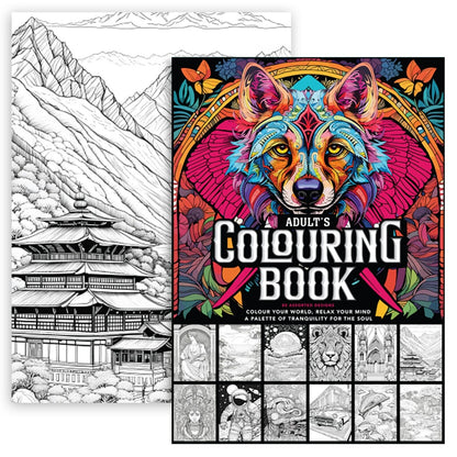 80 Pages Colouring Books for Adults A4 Anti-Stress Mind Relaxing Colour Therapy