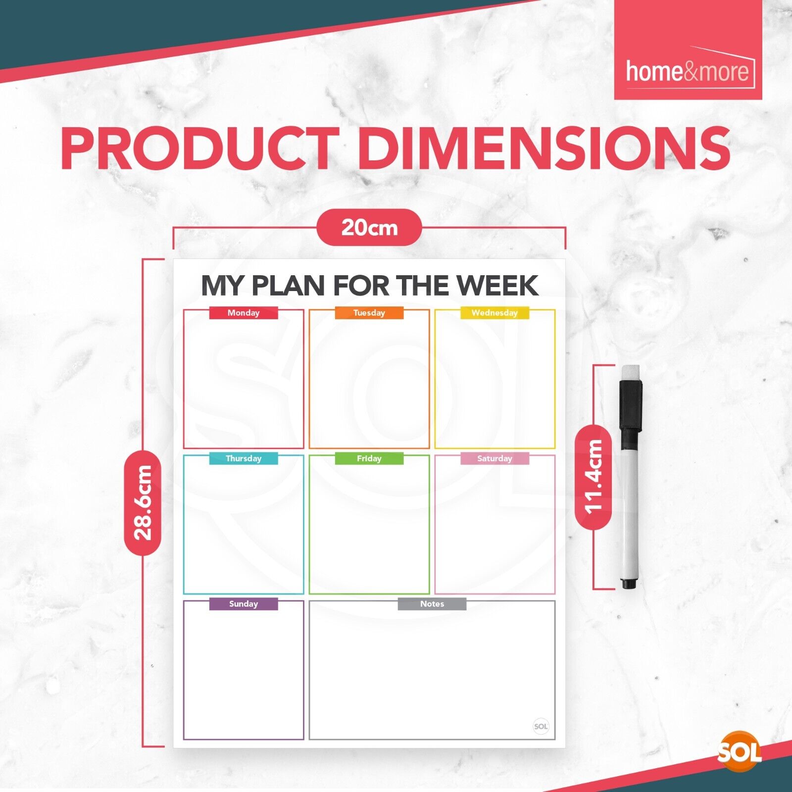 2pk Weekly Planner Magnetic A4 Whiteboard Fridge To Do List Pad  + Dry Wipe Pens