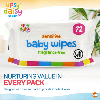 Baby Wipes Case Bulk 24 x 72 Packs (1728 Wipes) | Wet Wipes Multipack Sensitive