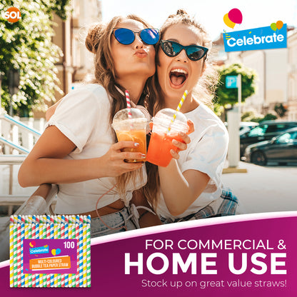 Paper Bubble Tea Straws Extra Wide | Party & Drinks | 50 Pack