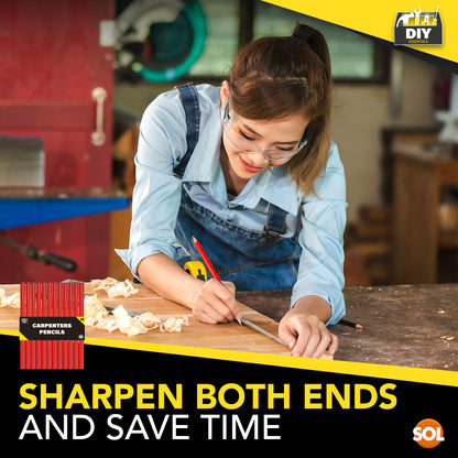 Carpenters Pencils Set | Red Joiners Wood Marking | 12 Pack