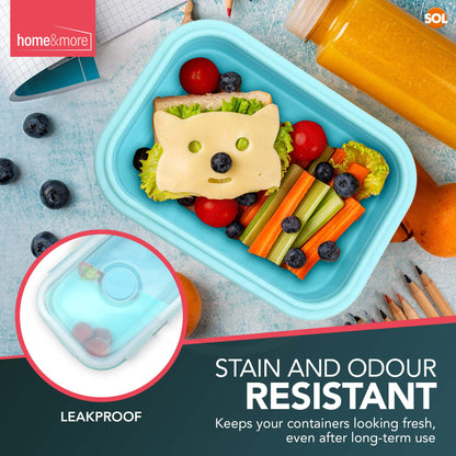 2PK Silicone Collapsible Food Storage Containers 5Inch 350ml Lunch Box with Lids