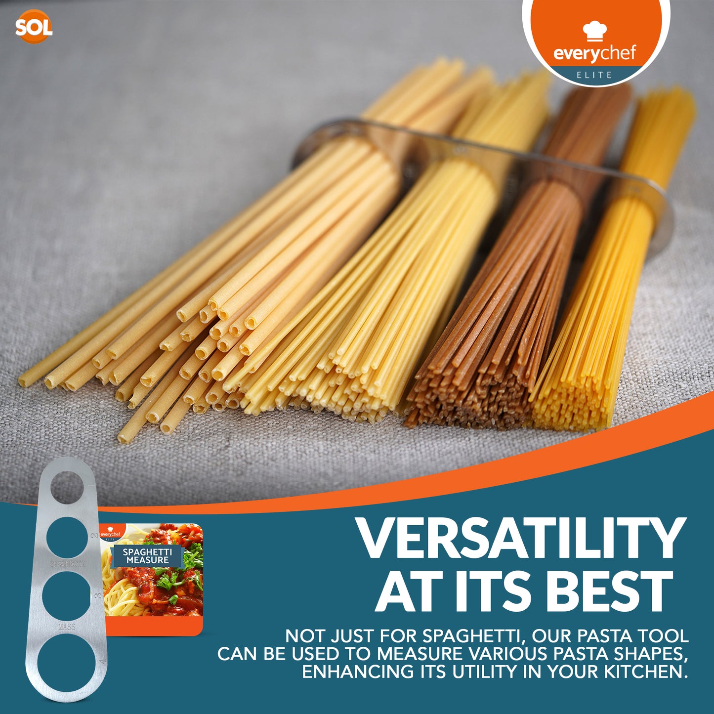 Spaghetti Pasta Measure Tool Stainless Steel 1/4 People Portion Cooking Noodle