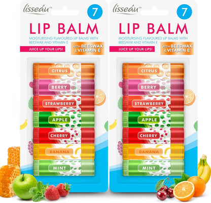 7-14 Fruit & Tinted Lip Balm Set Multi Pack Stick Moisturising Beeswax Vitamin E