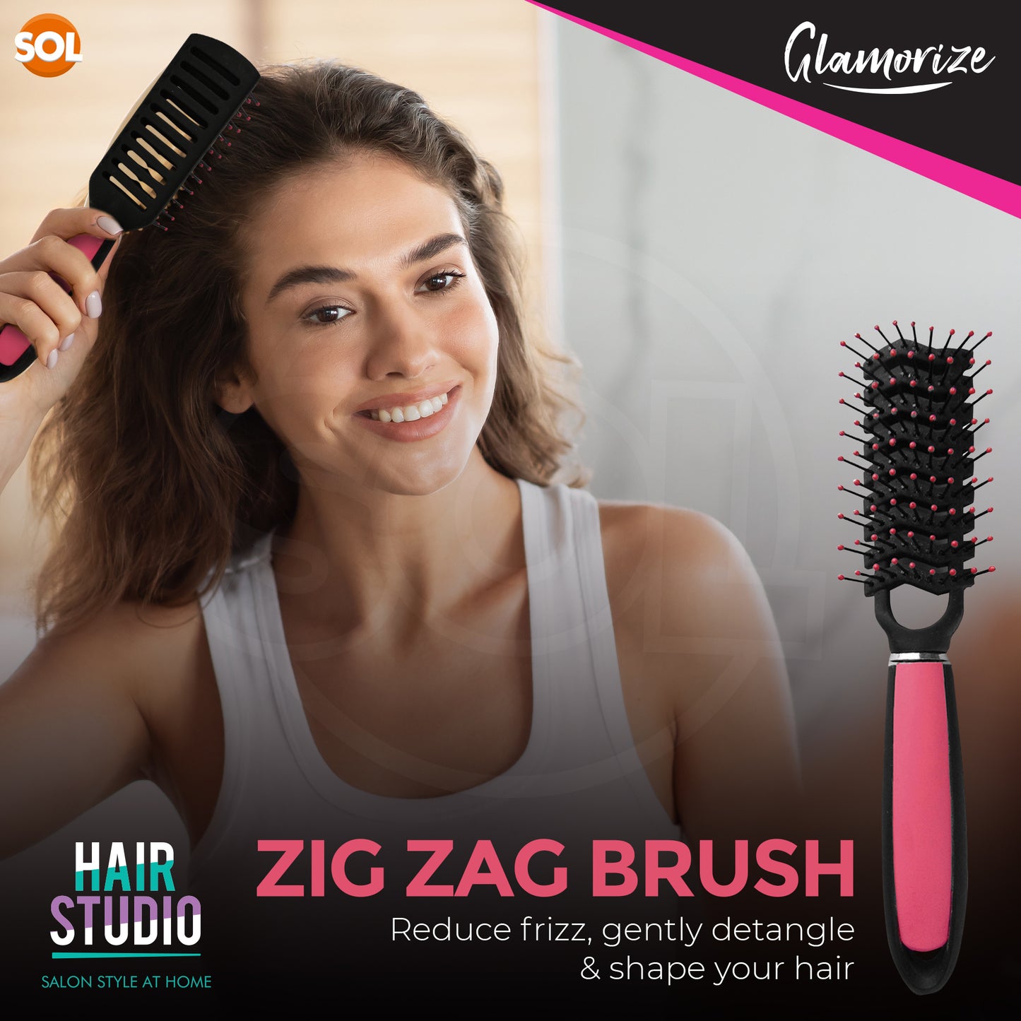 Hair Brush Set Professional Pink Hair Styling | 5 Pack