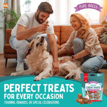 20-60pk Collagen Chewy Knots Beef Small Dog Chews Rawhide Free Reward Treats