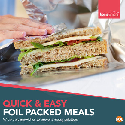 SOL 24pk Tin Foil 192m in Total - 8m x 29cm Large Size - Non-Stick Tin Foil for Wrapping, Grilling, BBQ & Baking – Heavy-Duty Silver Cooking Foil with Cutter