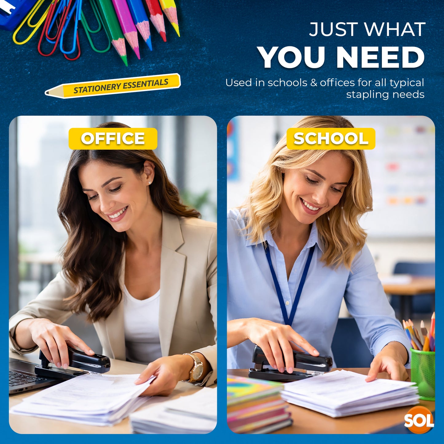 SOL 5000 Bulk Supply 26/6 Staples – Durable Steel Anti-Jam and Multipurpose Design, Compatible with Standard Staplers, Use for Office, Home and School Paper Binding