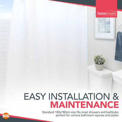 Shower Curtains Clear with Ring Hooks 180 x 180 cm Bathroom Waterproof Polyester