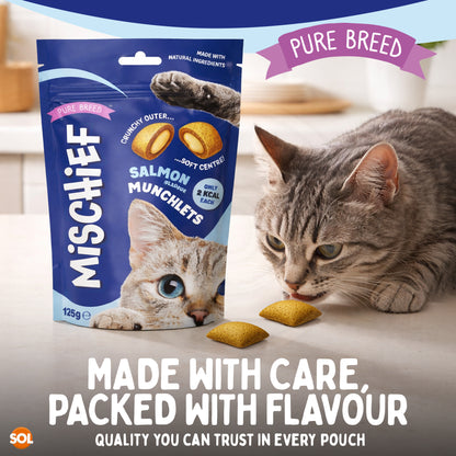 6-12pk Cat Pillow Chews Salmon Crunchy Cat Treats 125g Training Bulk Snack