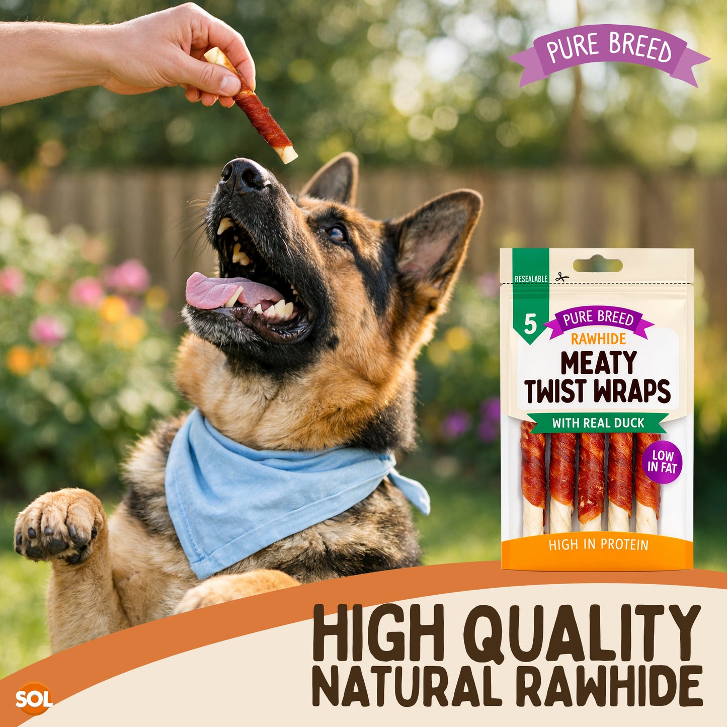 Dog Chews Rawhide Duck Snack | Healthy Treats | 10 Pack