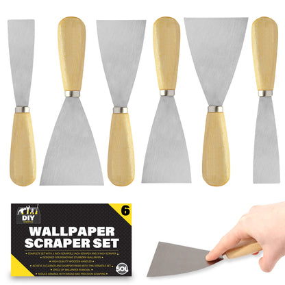 3-6 Wallpaper Paint Scraper Set Decorating Putty Filling Knife Metal Tool Blade