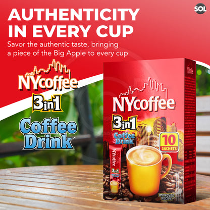 NY Coffee 3 in 1 Instant White with Sugar 100 Sachets Sticks (10x10pk)