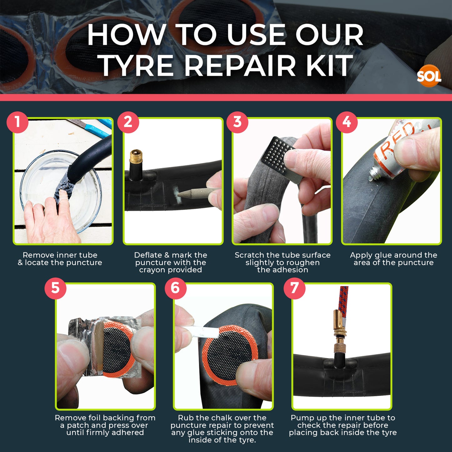 Bicycle Puncture Repair Kit | Tyre Tube Glue & Patches