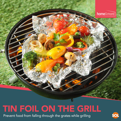 SOL 24pk Tin Foil 192m in Total - 8m x 29cm Large Size - Non-Stick Tin Foil for Wrapping, Grilling, BBQ & Baking – Heavy-Duty Silver Cooking Foil with Cutter