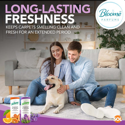 SOL 2pk Assorted Fragranced Carpet Freshener Pet Friendly Odour Eliminator, Carpet Deodoriser Powder Long Lasting Clean & Fresh Fragrance in Lavender and Orange Scents