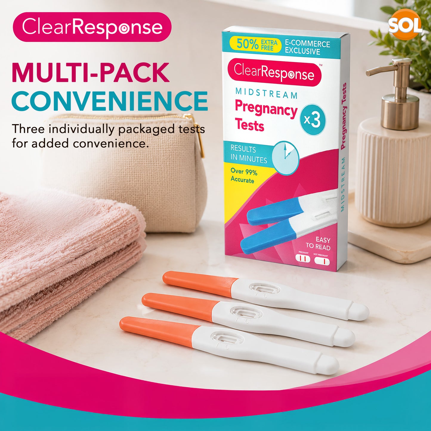 Midstream Pregnancy Test Sticks HCG Early Detection Kit | 3 Pack