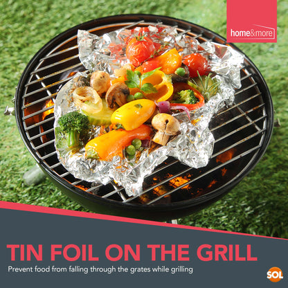 SOL 4pk Tin Foil 32m in Total - 8m x 29cm Large Size - Non-Stick Tin Foil for Wrapping, Grilling, BBQ & Baking – Heavy-Duty Silver Cooking Foil with Cutter