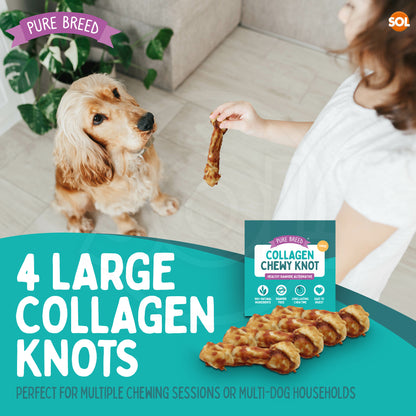 4-12pk Collagen Dog Treats Chicken Chewy Rolls Large Long Lasting Easy Digest