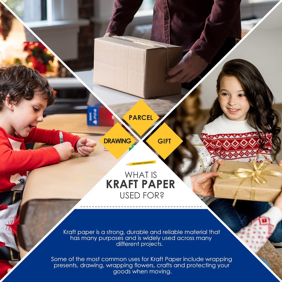 SOL 30m Brown Kraft Paper Roll 40cm Wide - 80gsm Strong Wrapping Paper