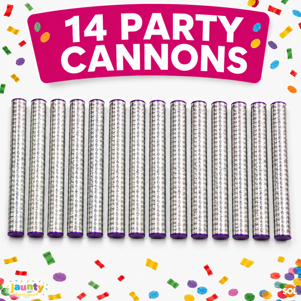 14pk Giant Confetti Tubes - Biodegradable Confetti Tubes 20cm