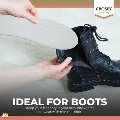 2 Pair Synthetic Woollen Insoles for Men & Women, Cut-to-Size Warm Shoe Inserts for Boots & Trainers, Soft Cushioned Winter Footbed, Breathable Non-Slip Padded Insole Liner for Comfort & Support