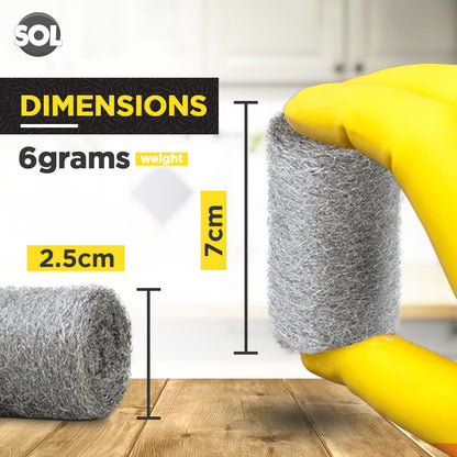 SOL 24pk Steel Wool Pads – Fine Grade 0 Metal Scourers for Polishing, Buffing, Rust Removal, Paint Prep – Multipurpose Scourers for Cleaning Wood, Furniture, Surfaces & DIY Tasks