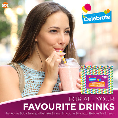 Paper Bubble Tea Straws Extra Wide | Party & Drinks | 50 Pack