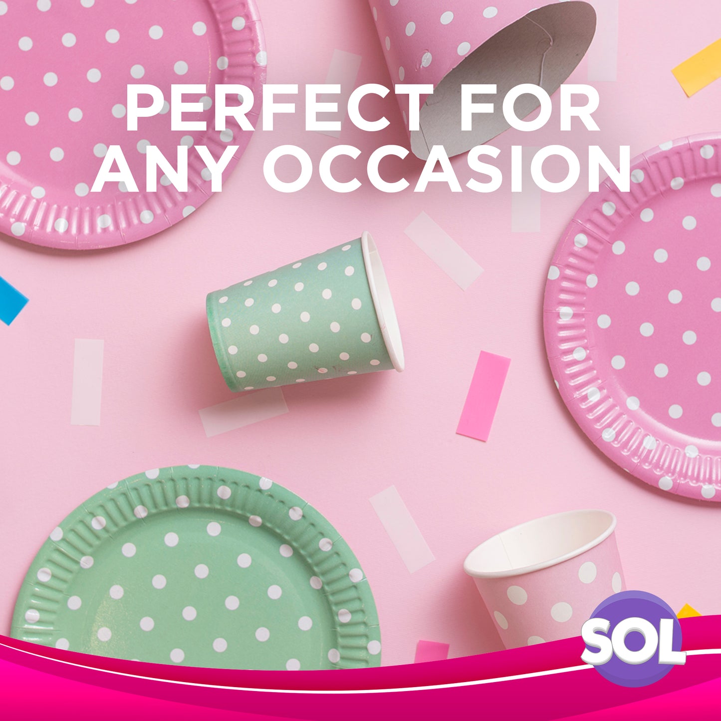 SOL 12pk Pink Table Cloths Party 121x121cm Plastic Cover Disposable for Parties - Heavy Duty Spill Protection - Opaque Design for Weddings, Buffets, Catering, Outdoor Events, Gender Reveals & More