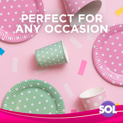 SOL 12pk Pink Table Cloths Party 121x121cm Plastic Cover Disposable for Parties - Heavy Duty Spill Protection - Opaque Design for Weddings, Buffets, Catering, Outdoor Events, Gender Reveals & More