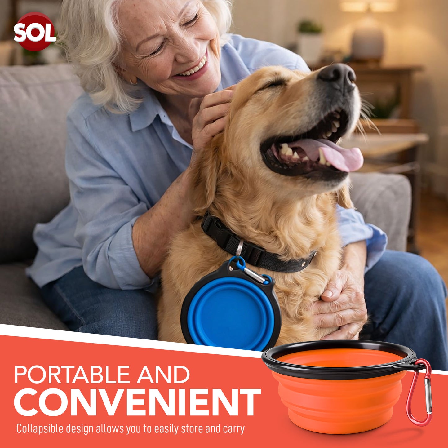 Collapsible Dog Bowls Silicone Travel Pet Dish – 2 Pack