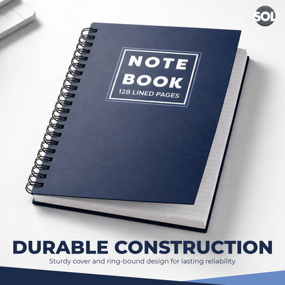 A5 Notebook Spiral Bound Ruled Lined Notepad | 128 Pages School Note Pad