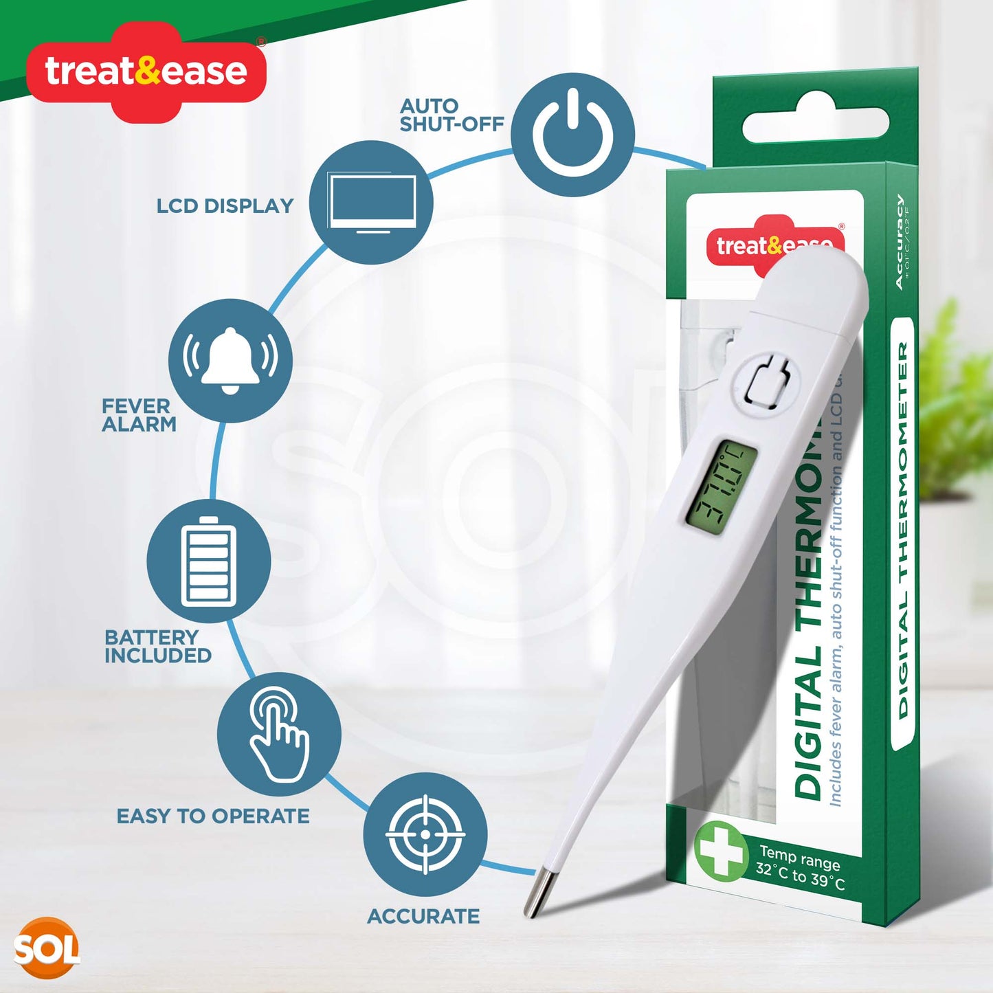 Digital Thermometer Medical LCD Audible Alarm Baby Adult