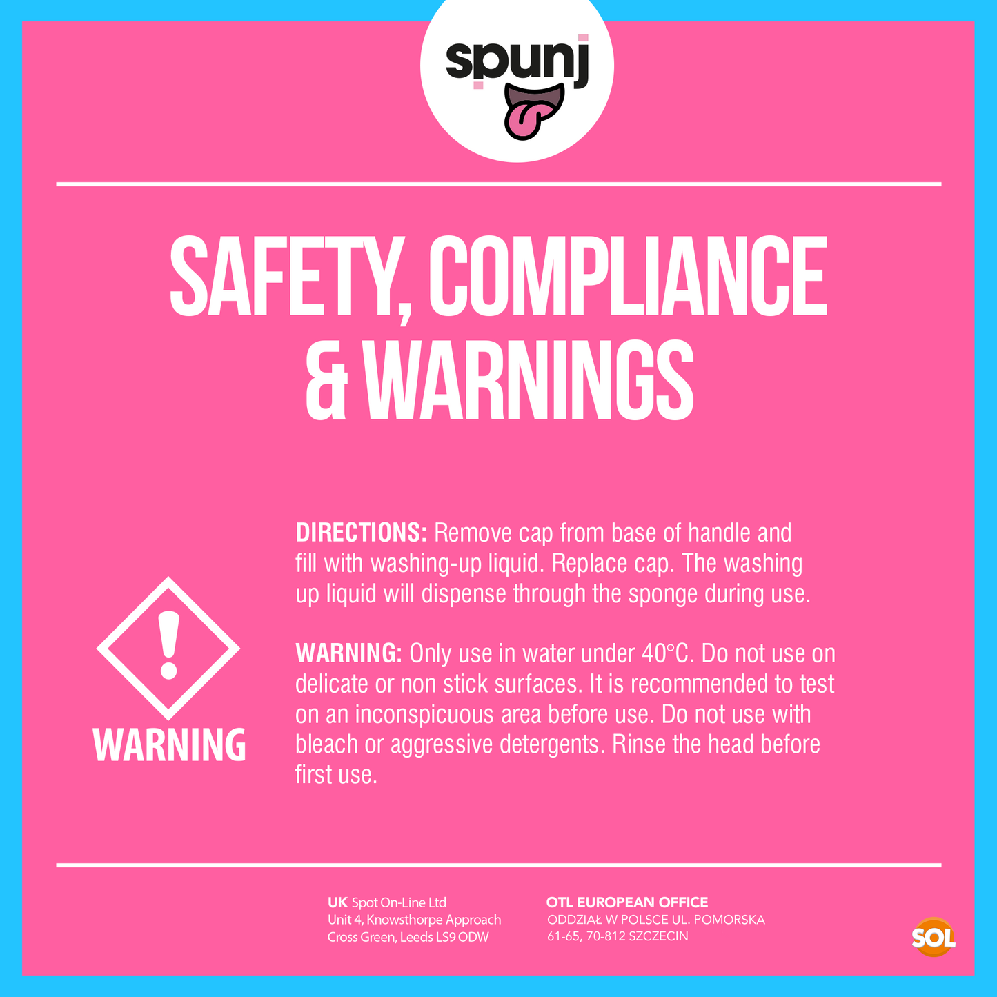 spunj 2 Pack Sponge with Liquid Handle Bundled with 6x Refill Heads - Liquid Handle Sponge for Super Fun Easy Cleaning and Dishwashing, Built in Soap Dispenser & Replaceable Heads