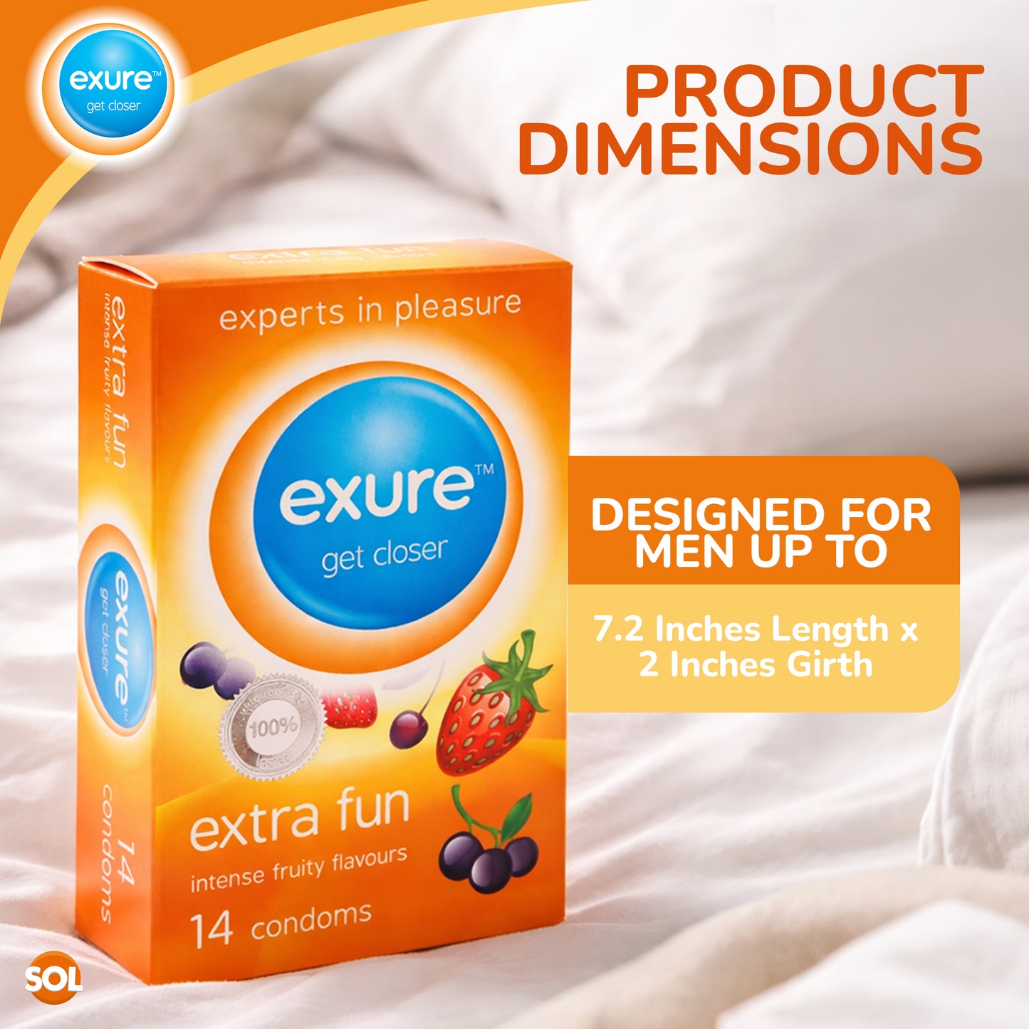 Condoms Ribbed Flavoured | Safe Pleasure Packaging | 14 Pack